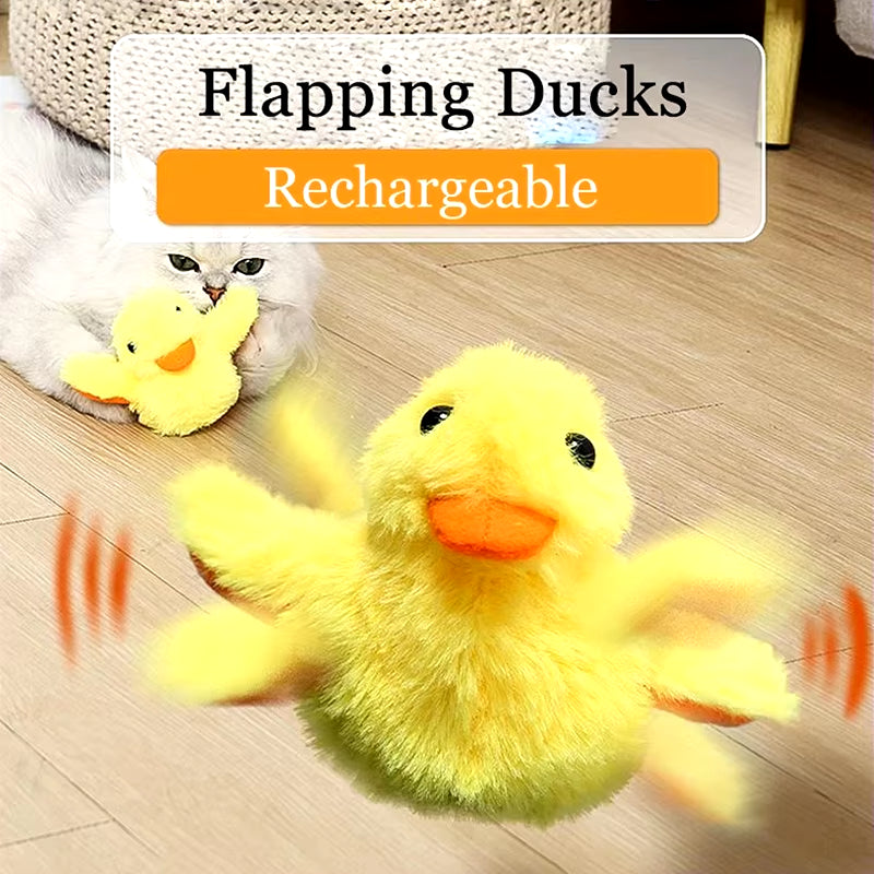 Flapping Duck Cat Toys Interactive Electric Bird Toys Washable Cat Plush Toys with Vibration Sensor Cats Game Toys Kitten